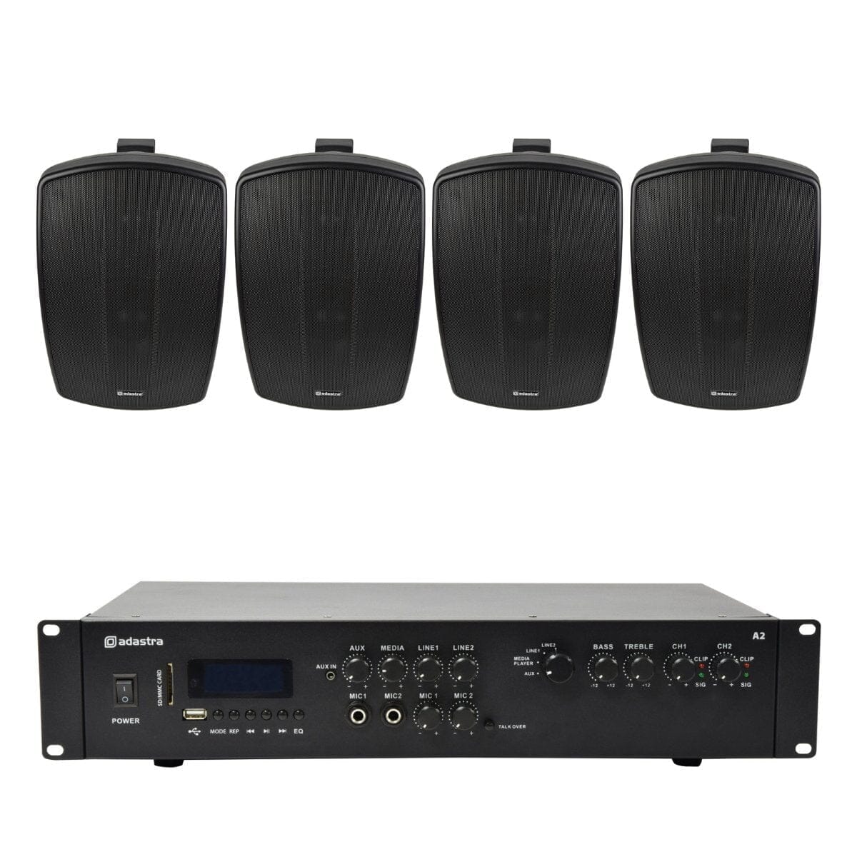 Adastra A2 Stereo Amplifier + BH6 6.5" Outdoor Speakers Outdoor Speaker Systems Adastra Black Two Pairs