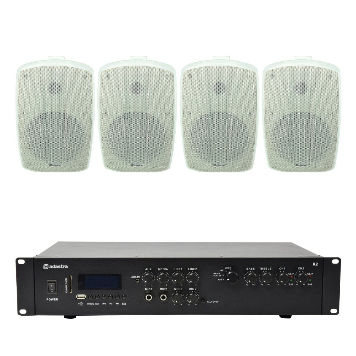 Adastra A2 Stereo Amplifier + BH6 6.5" Outdoor Speakers Outdoor Speaker Systems Adastra White Two Pairs
