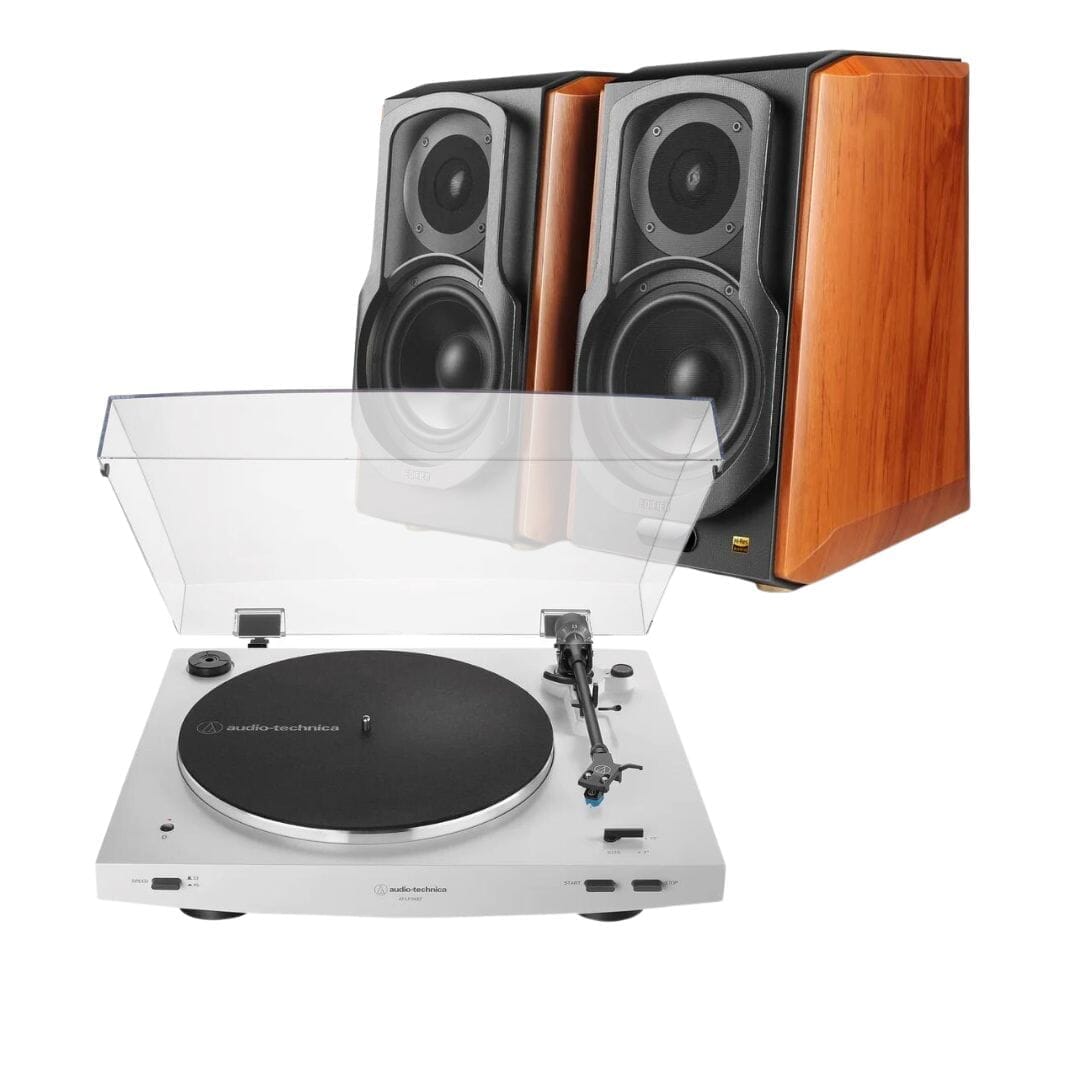 Audio-Technica LP3XBT + S1000W Turntable with Bluetooth Turntable Bundles Audio Technica White