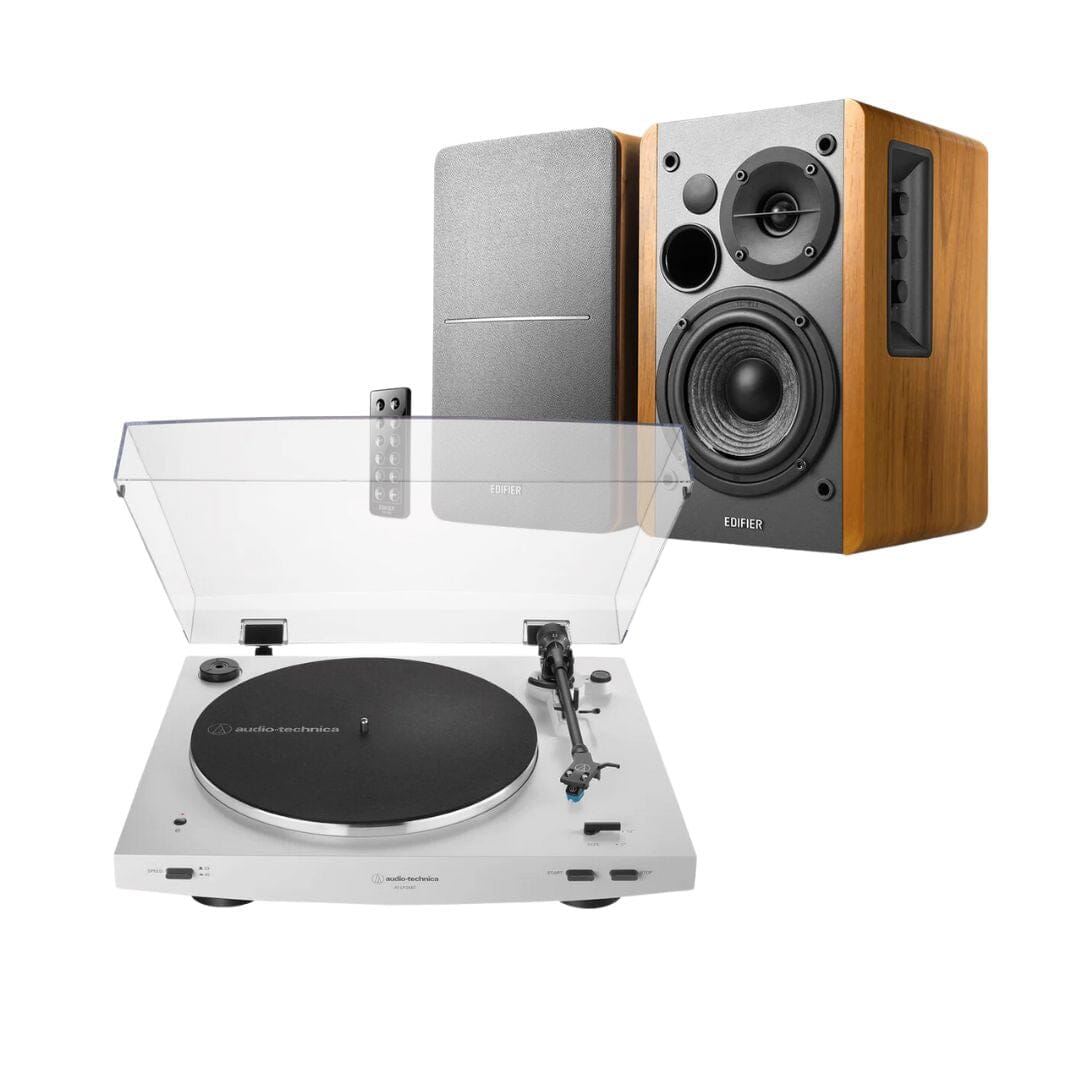 Edifier R1280DB + Audio-Technica AT-LP3XBT Turntable with Bluetooth Speakers Turntable Bundles Edifier Wood White