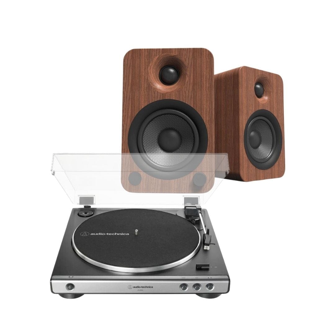 Kanto Audio YU6 & LP60X Fully Automatic Turntable with Active Bluetooth Bookshelf Speakers Turntable Bundles kanto STANDARD + USB WALNUT