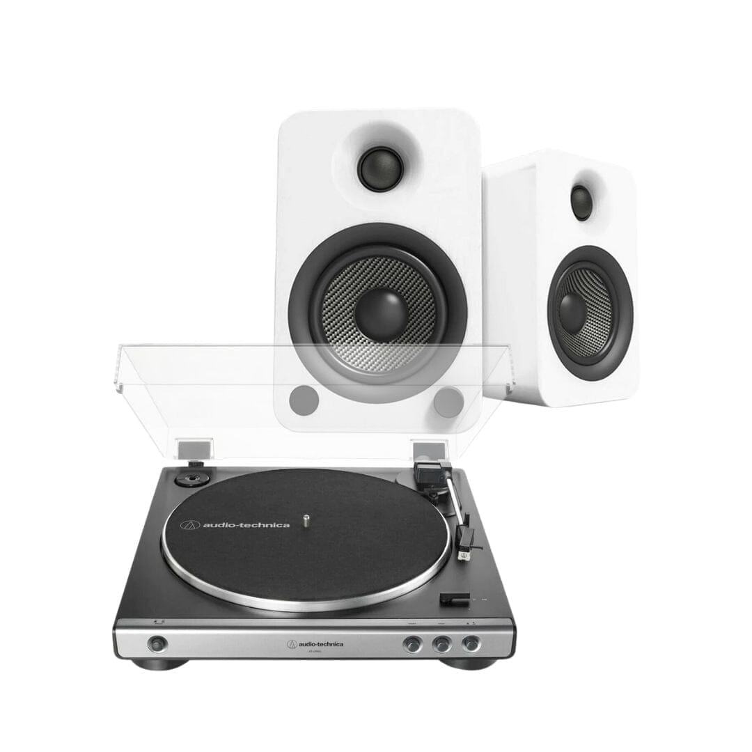 Kanto Audio YU6 & LP60X Fully Automatic Turntable with Active Bluetooth Bookshelf Speakers Turntable Bundles kanto STANDARD + USB WHITE