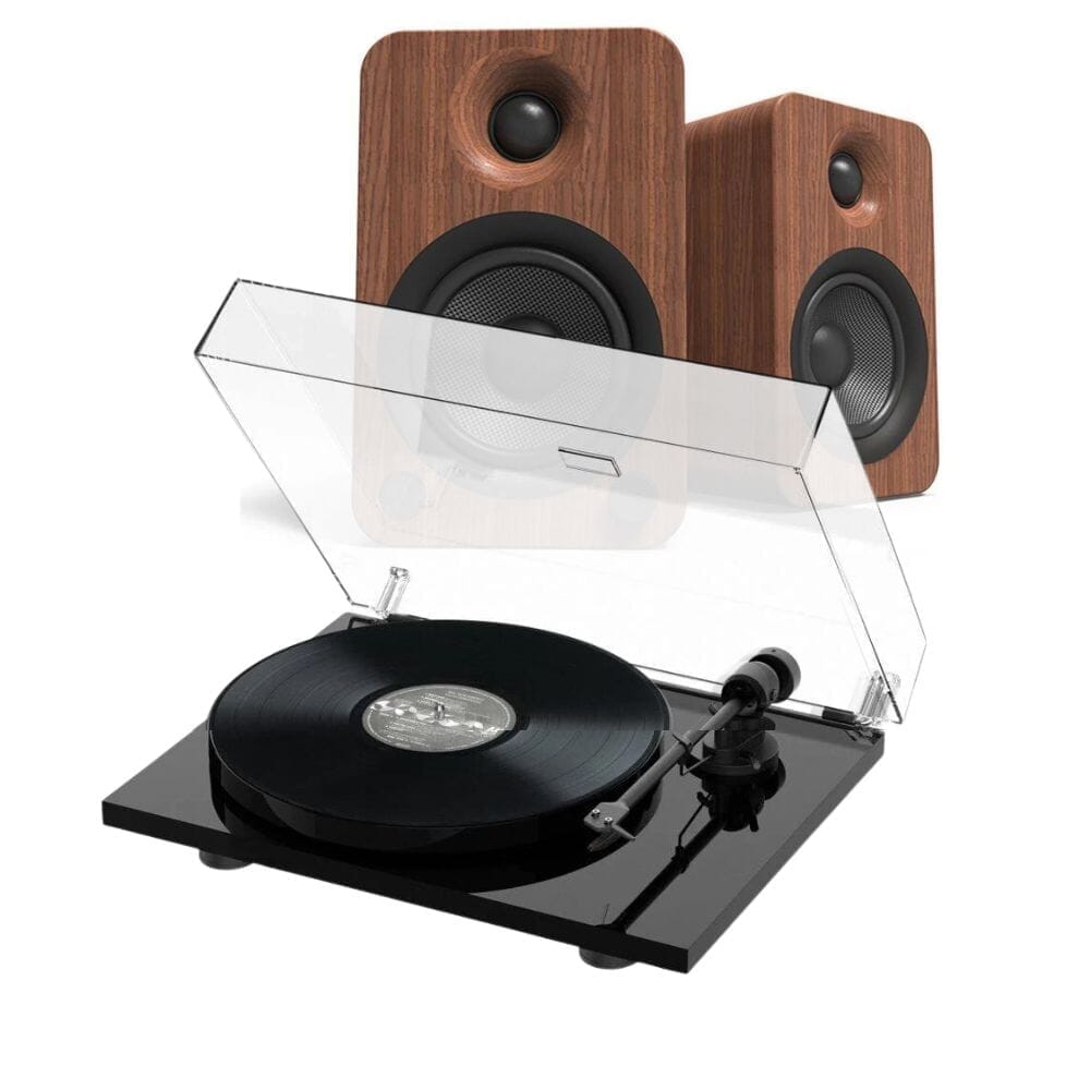 Kanto Audio YU6 & Pro-Ject E1 Turntable & Speaker Bundle Turntable Bundles Pro-Ject Walnut Standard Black
