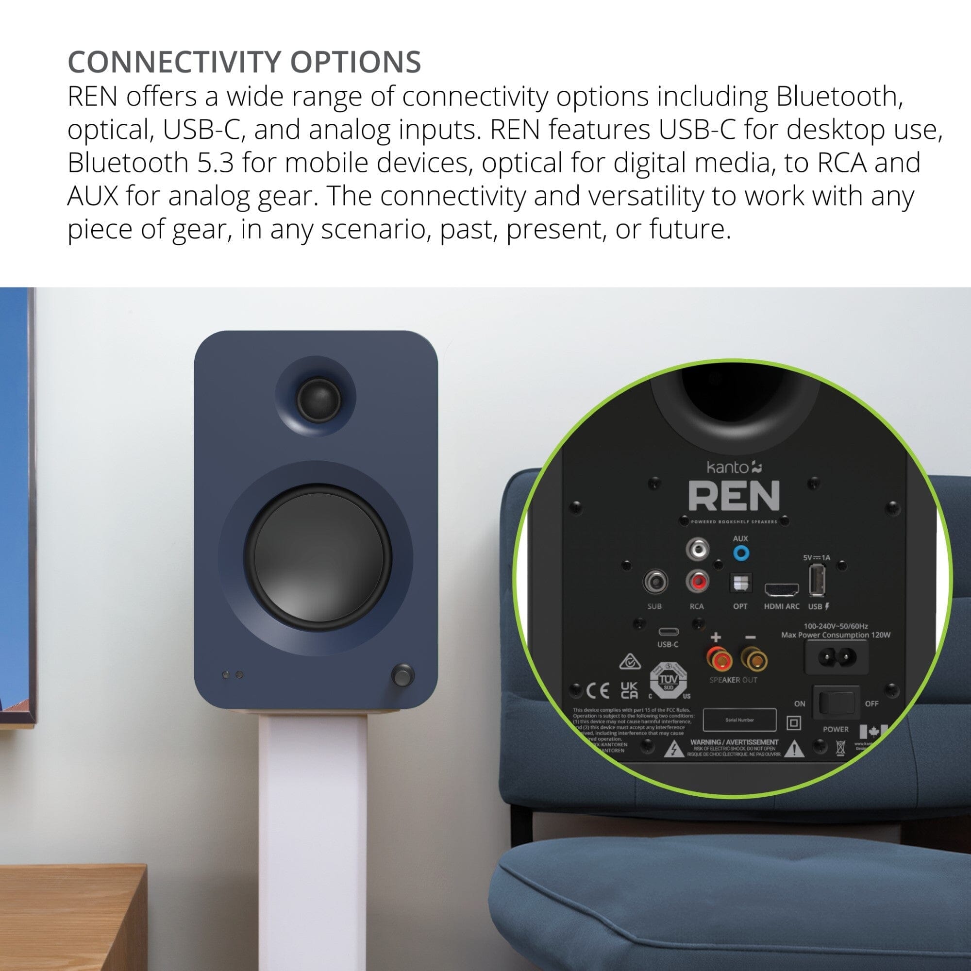 Kanto REN 200W Active Bookshelf Speakers with HDMI & Bluetooth Active Speakers Kanto Audio