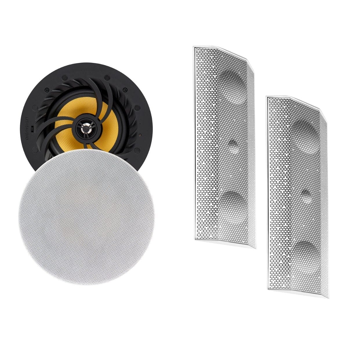 Lithe Audio Wi-Fi Ceiling Speaker + IO1 Outdoor Speaker Bundle In Ceiling Speaker Systems Lithe Audio White