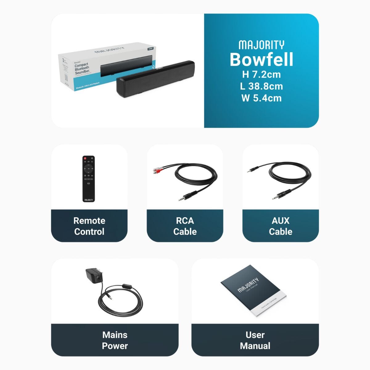 Majority Bowfell Bluetooth Soundbar - 50W Soundbars Majority