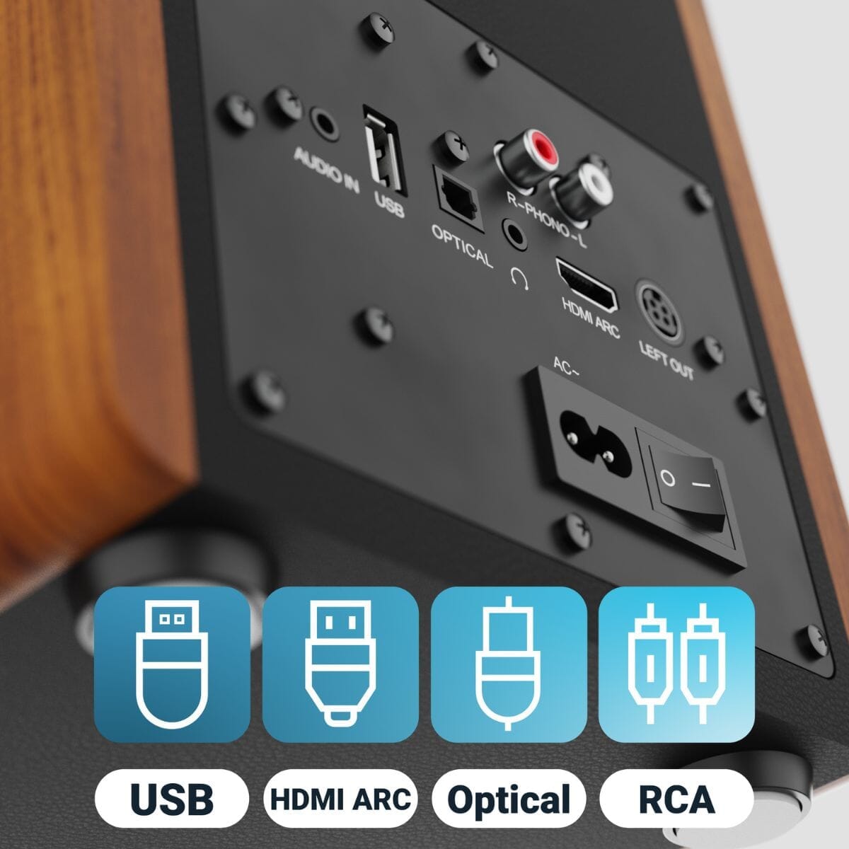 Majority D100 Active Bookshelf Speakers - Bluetooth, HDMI, USB - 100W Active Speakers Majority