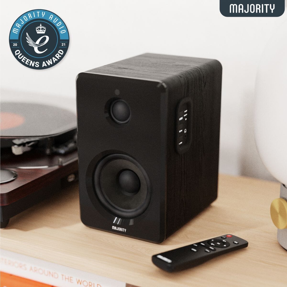 Majority D40 Active Bookshelf Speakers - Bluetooth & USB - 60W Active Speakers Majority