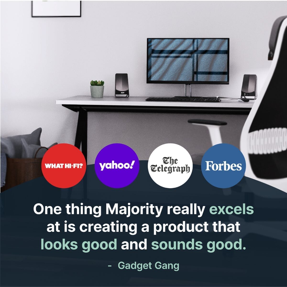 Majority DX10 PC Speakers - USB & AUX - Plug & Play Active Speakers Majority