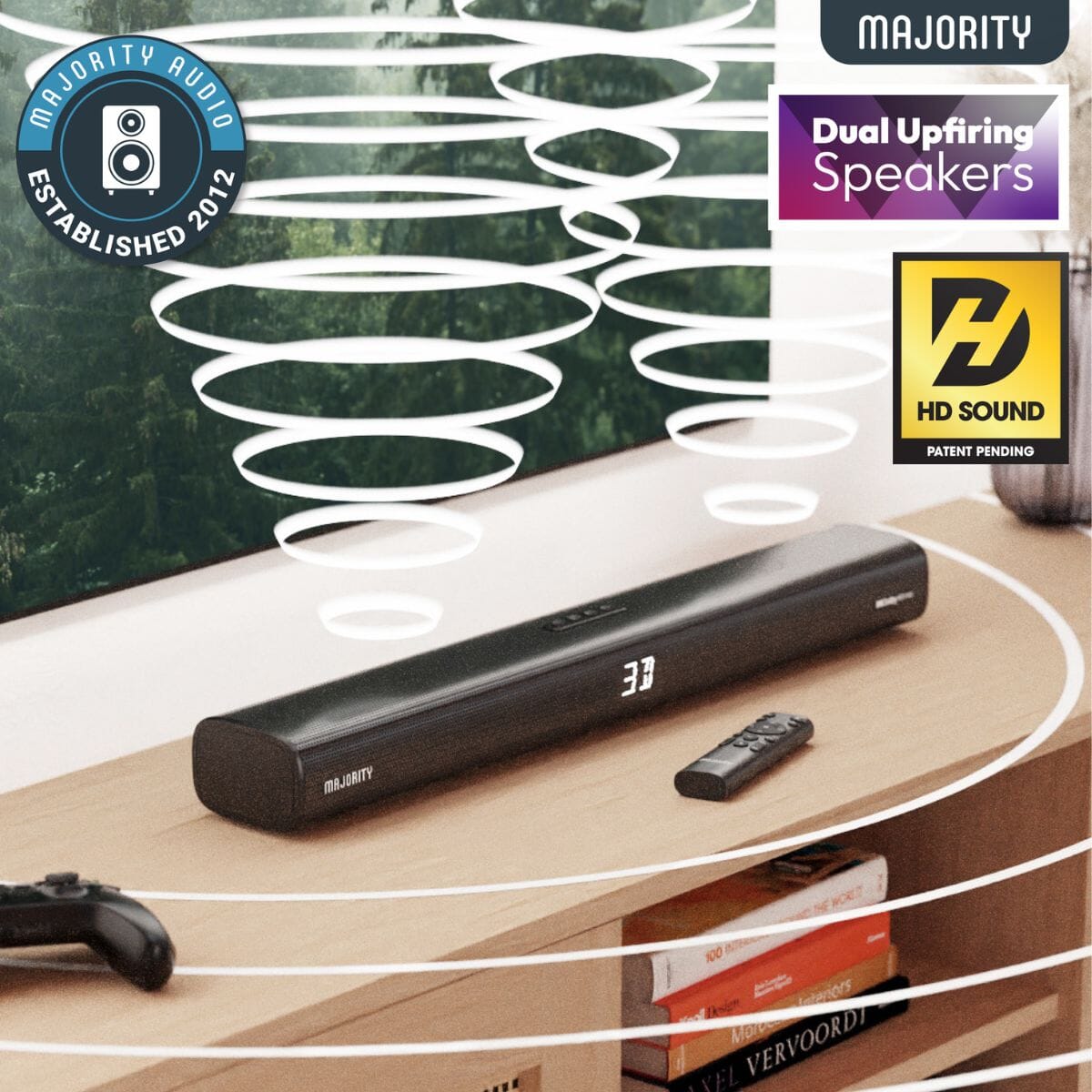 Majority Elias Dolby Atmos Soundbar - 160W - Bluetooth, HDMI Soundbars Majority