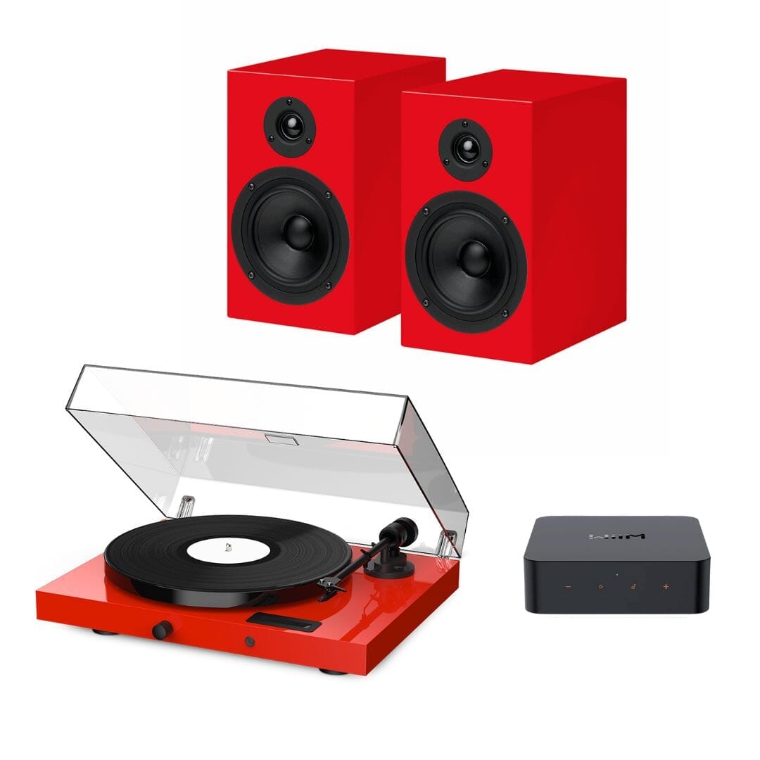 Pro-Ject Juke Box E1 Bundle + WiiM Pro Hi-Res WiFi Music Streamer with Multiroom, Airplay 2, Spotify Connect & Alexa HiFi Systems Pro-Ject Red
