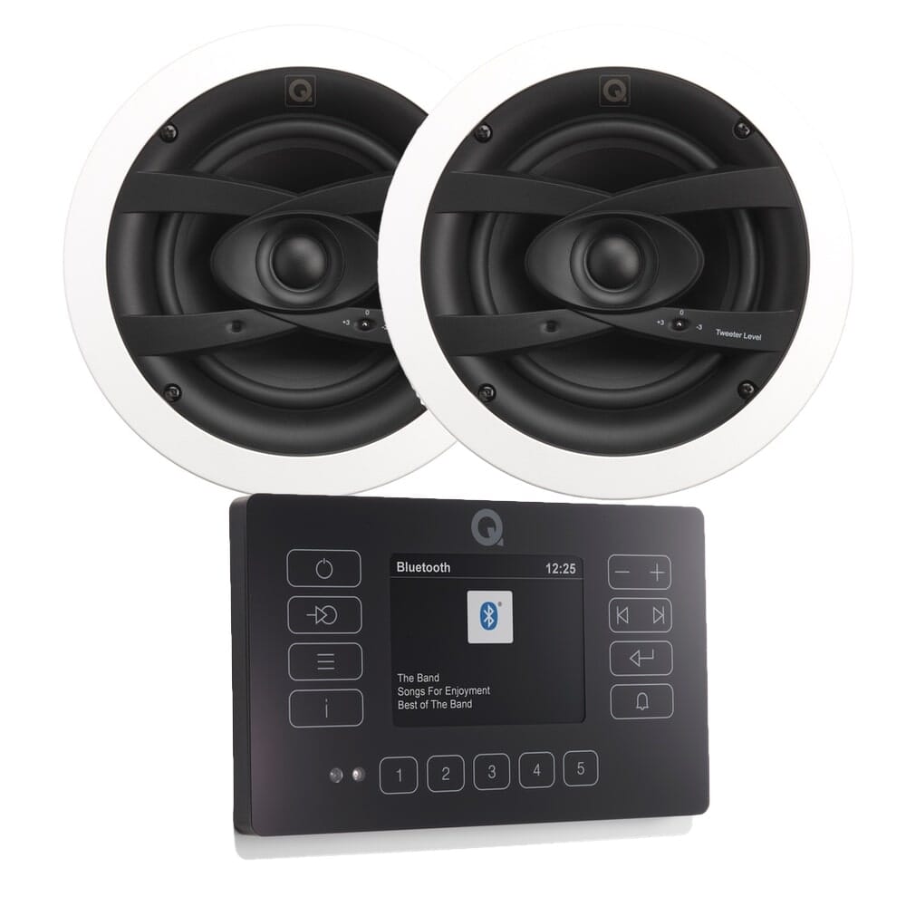 Q Acoustics E120 Bathroom Ceiling Speaker HiFi System with Bluetooth/DAB+/FM In Ceiling Speaker Systems Q Acoustics Black Pair