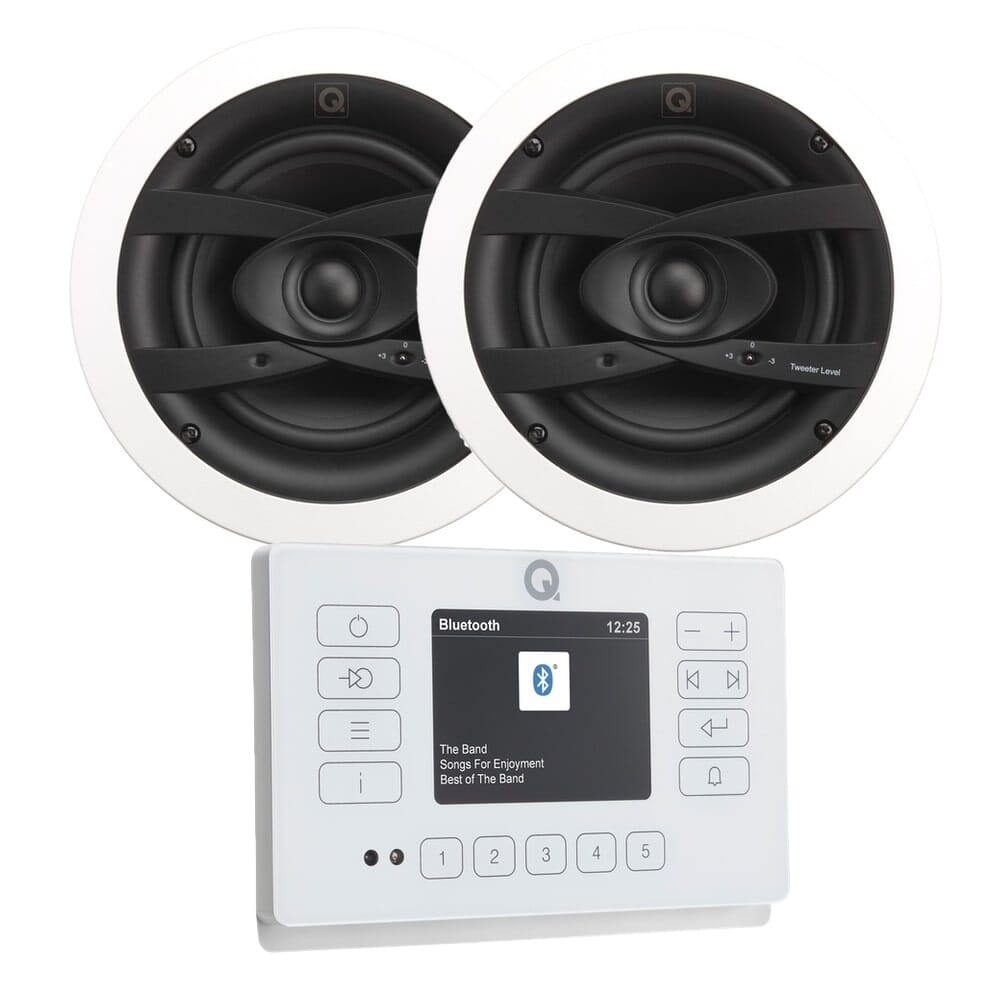 Q Acoustics E120 Bathroom Ceiling Speaker HiFi System with Bluetooth/DAB+/FM In Ceiling Speaker Systems Q Acoustics White Pair