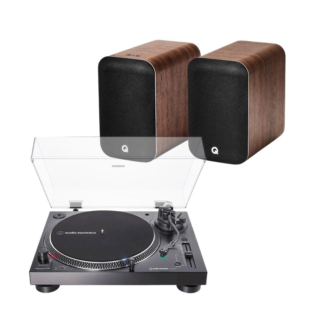 Q Acoustics M20 Active Bookshelf Speakers + Audio Technica AT-LP120XBT-USB Bluetooth Turntable Q Acoustics Walnut