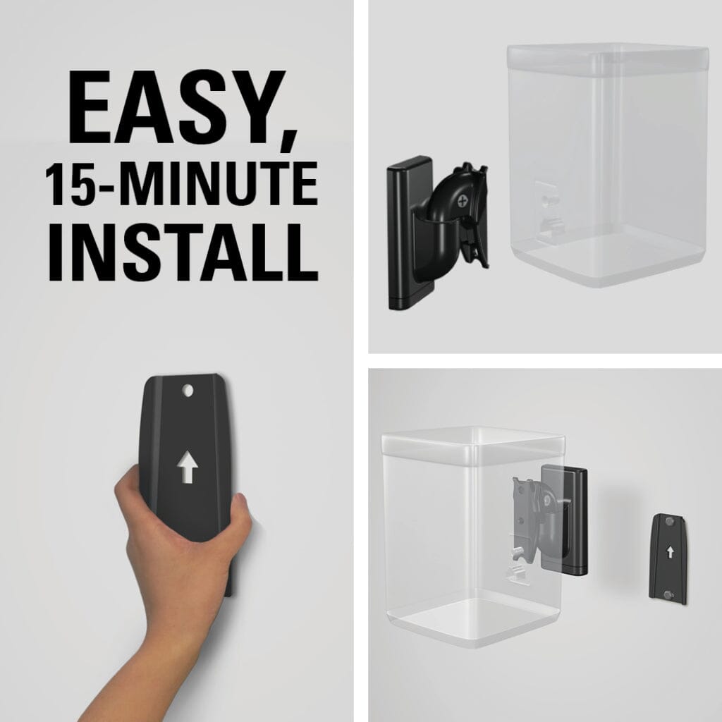 SANUS WSWMU2-B2 Speaker Wall Mounts for Bookshelf Speakers up to 10 lbs - Pair Speaker Brackets & Stands Sanus