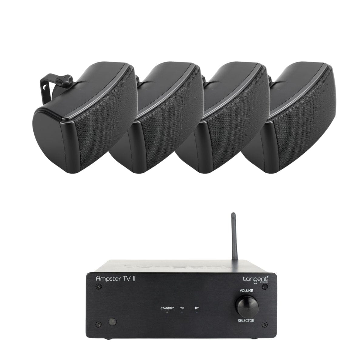 Tangent Ampster + Q Acoustics QI65EW 6.5" Outdoor Speakers Outdoor Speaker Systems Tangent Two Pairs Black