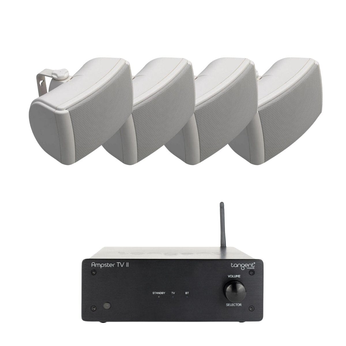 Tangent Ampster + Q Acoustics QI65EW 6.5" Outdoor Speakers Outdoor Speaker Systems Tangent Two Pairs White