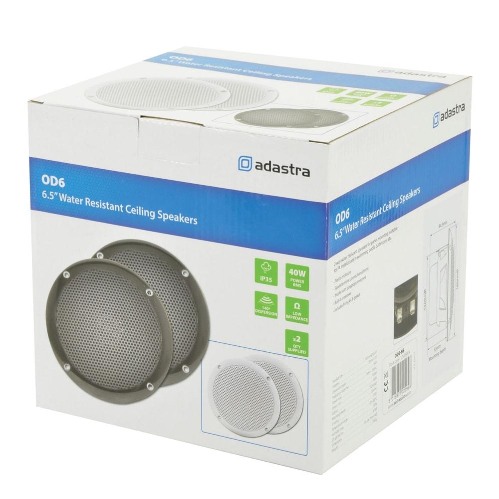 Adastra OD6-W8 OD Series 100W 6.5" Water Resistant Ceiling Speakers - Black (Pair) Custom Install Speakers Adastra