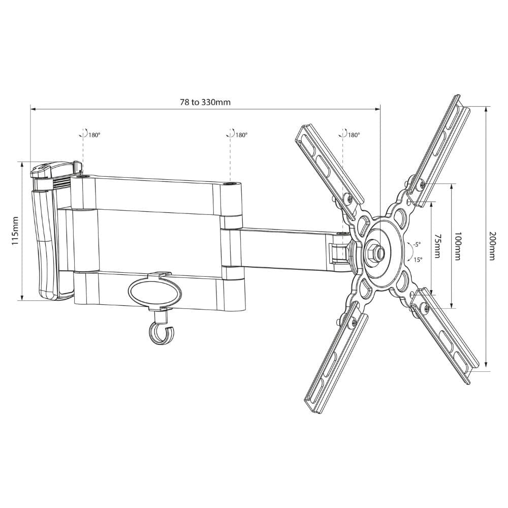 AV Link Double Arm Full Motion TV/Monitor Wall Mount Bracket 13" to 40" TV Brackets AV Link