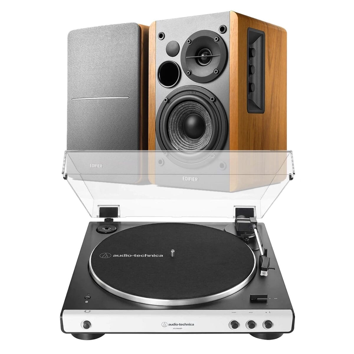 Edifier R1280DB & Audio-Technica LP60XBT Bluetooth Turntable & Speaker Bundle Turntable Bundles Audio Technica Wood Black / White