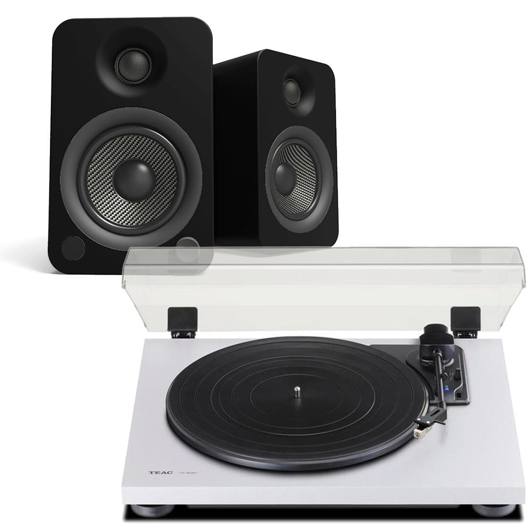 Kanto Audio YU4 Bluetooth Speaker & TEAC TN-180BT Turntable & Speaker Bundle Turntable Bundles TEAC Black White