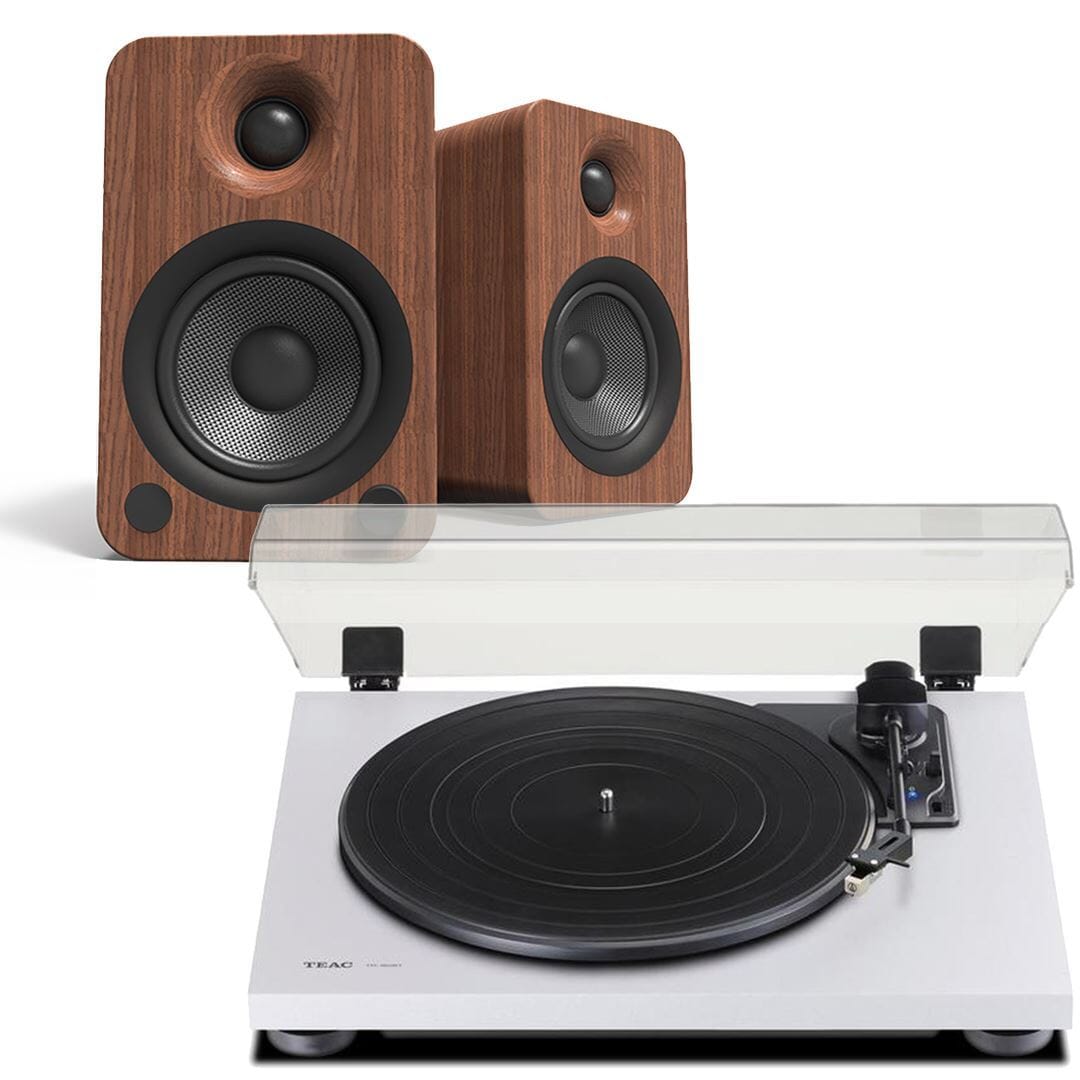 Kanto Audio YU4 Bluetooth Speaker & TEAC TN-180BT Turntable & Speaker Bundle Turntable Bundles TEAC Walnut White
