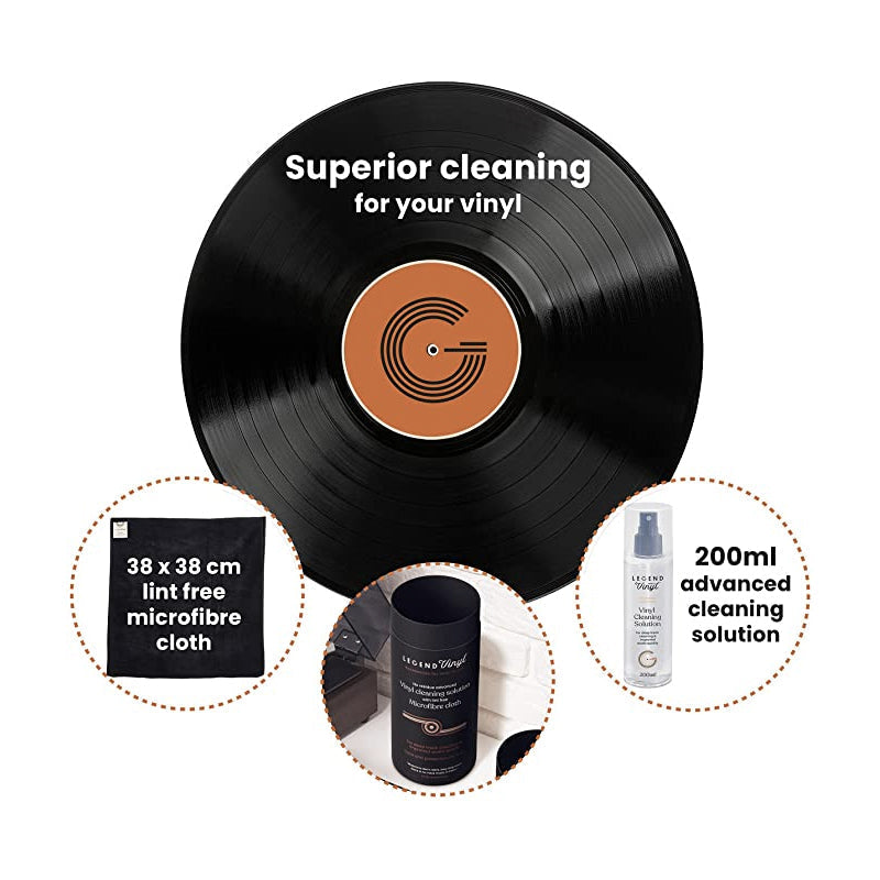 Legend Vinyl Cleaning Solution & Microfibre Cloth Turntable Accessories Legend Vinyl