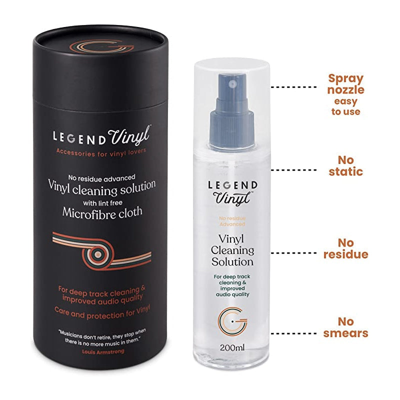 Legend Vinyl Cleaning Solution & Microfibre Cloth Turntable Accessories Legend Vinyl