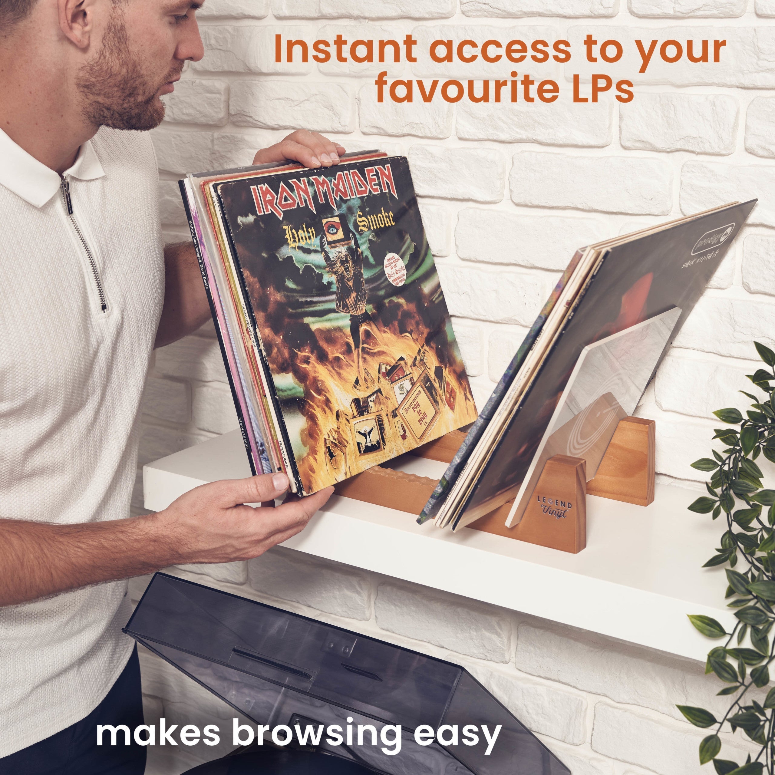 Legend Vinyl LP Storage Stand with Acrylic Ends Turntable Accessories Legend Vinyl