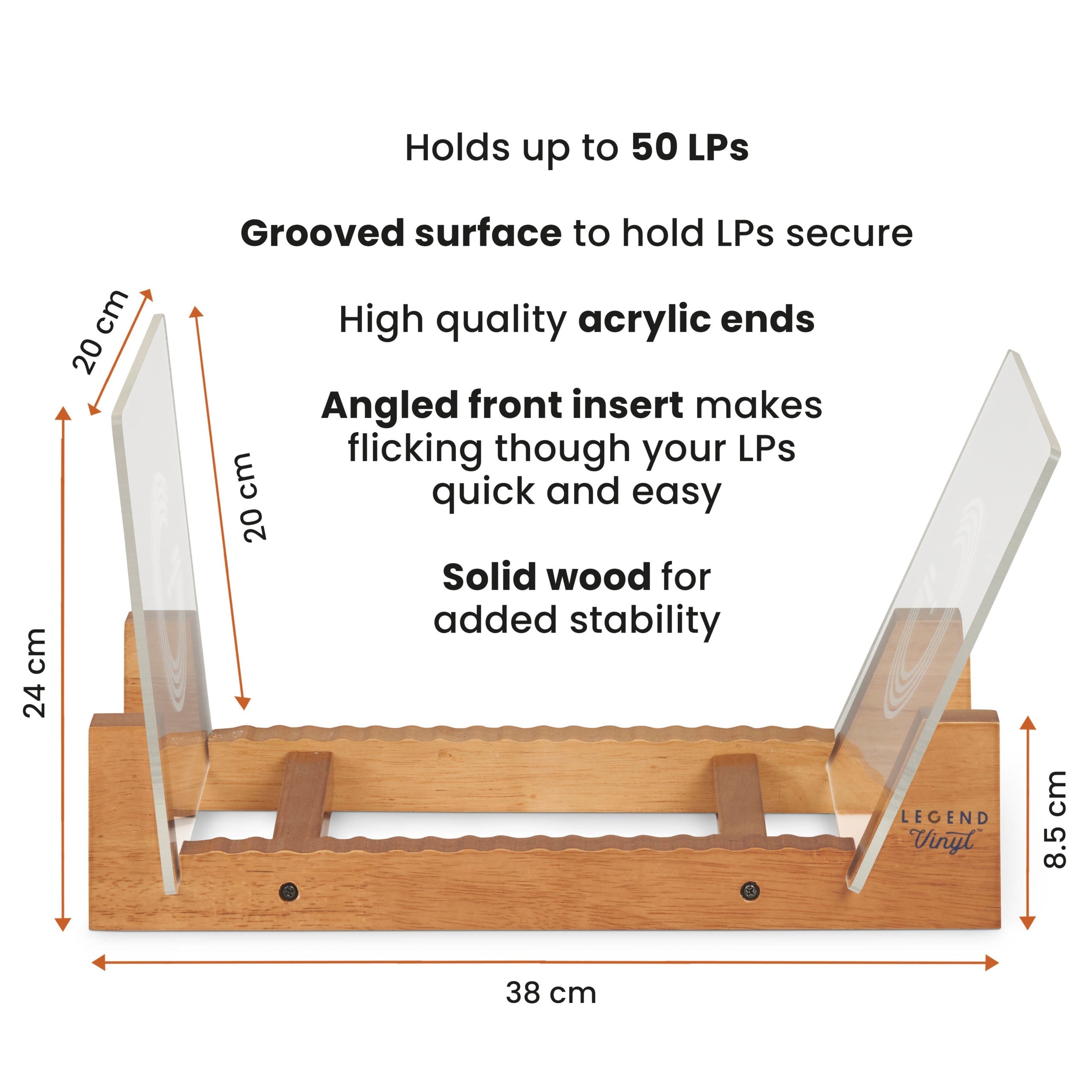 Legend Vinyl LP Storage Stand with Acrylic Ends Turntable Accessories Legend Vinyl