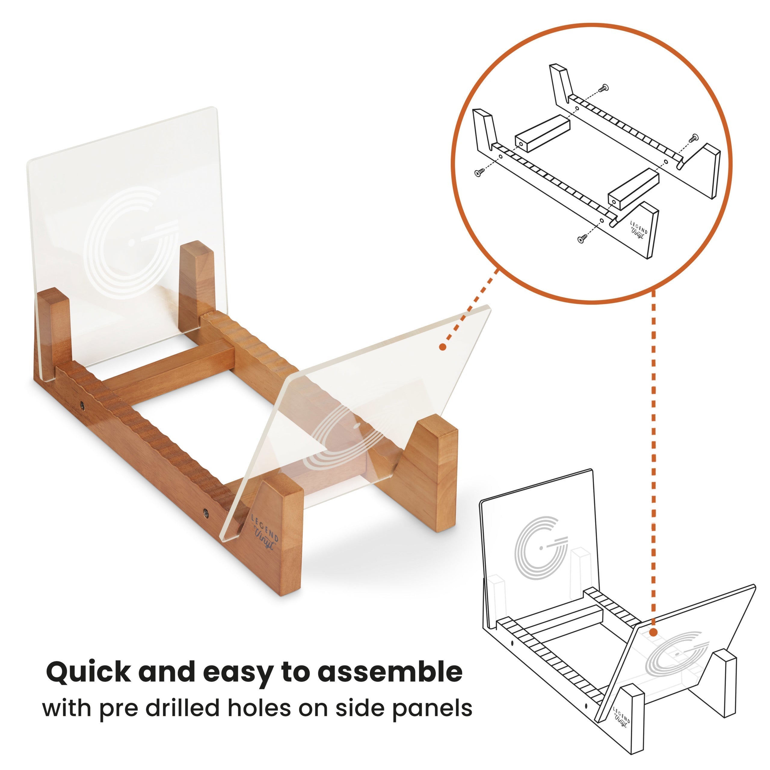 Legend Vinyl LP Storage Stand with Acrylic Ends Turntable Accessories Legend Vinyl