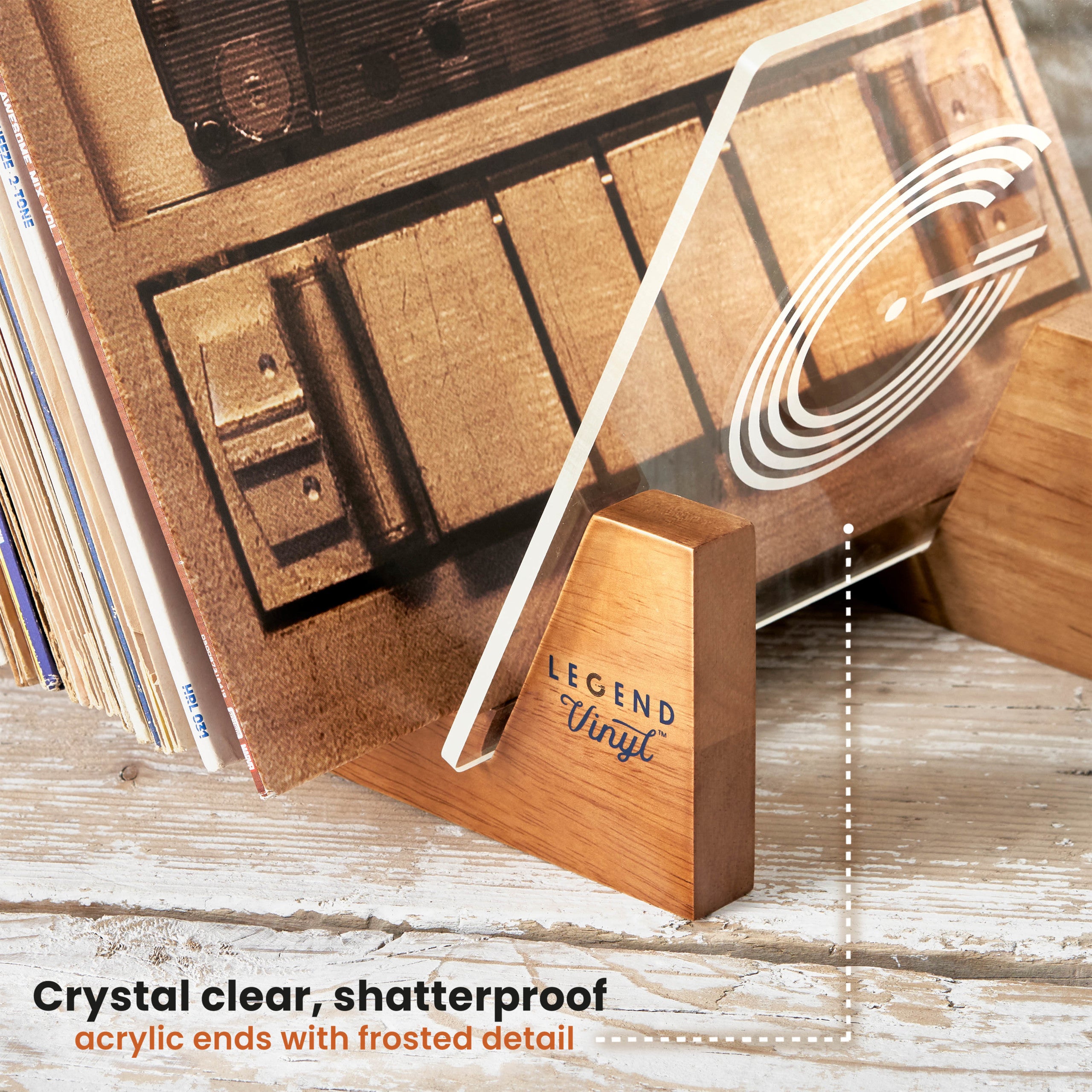 Legend Vinyl LP Storage Stand with Acrylic Ends Turntable Accessories Legend Vinyl