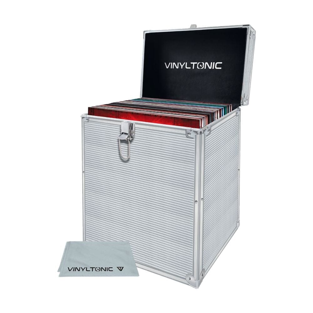 Vinyl Tonic 12" Vinyl Record Storage Case + FREE Record Cloth Turntable Accessories Vinyl Tonic Silver