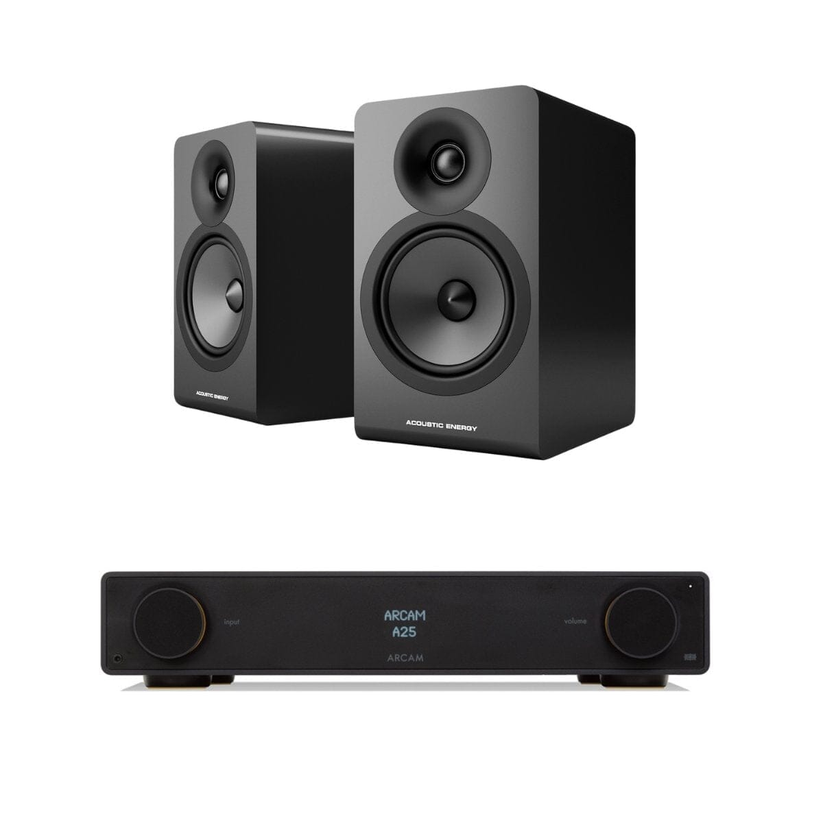 Arcam Radia Amplifier + Acoustic Energy AE100² Bookshelf Speakers HiFi Systems Arcam A25 Black 