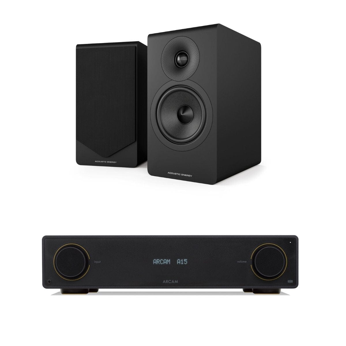 Arcam Radia Amplifier + Acoustic Energy AE300² Bookshelf Speakers HiFi Systems Arcam A15 Matt Black 