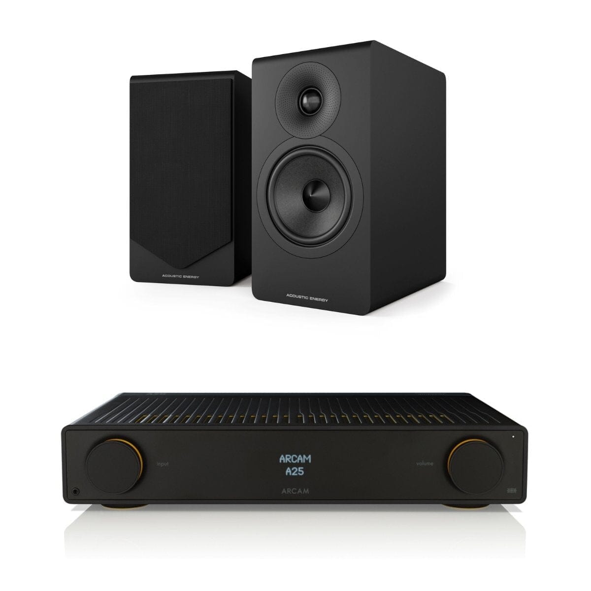 Arcam Radia Amplifier + Acoustic Energy AE300² Bookshelf Speakers HiFi Systems Arcam A25 Matt Black 