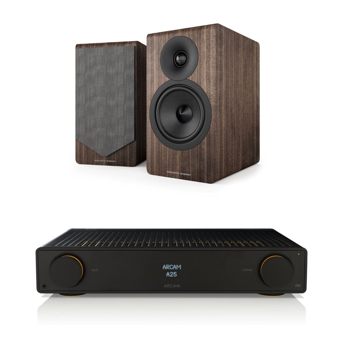 Arcam Radia Amplifier + Acoustic Energy AE300² Bookshelf Speakers HiFi Systems Arcam A25 Walnut 