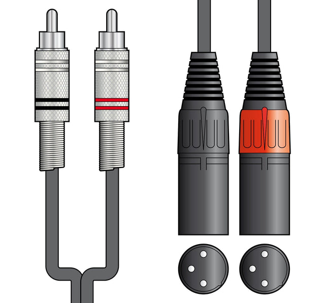 Citronic Classic Audio Leads 2 x RCA Plugs - 2 x XLR Male Cables Citronic 