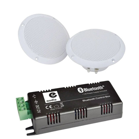 e-audio Bluetooth Amplifier + 5" Bathroom Ceiling Speakers (Pair) In Ceiling Speaker Systems e-audio 15W 