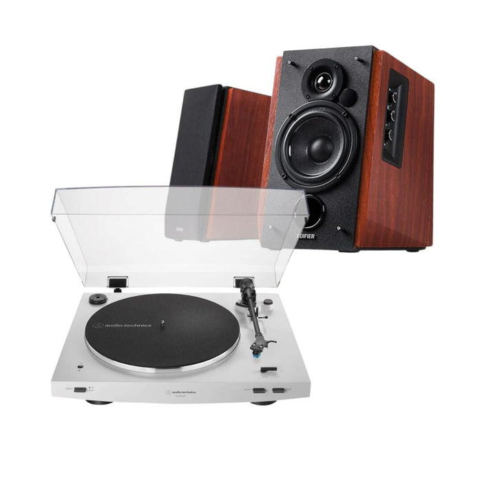 Edifier R1700BT + Audio-Technica AT-LP3XBT Turntable with Bluetooth Speakers Turntable Bundles Audio-Technica Wood White 