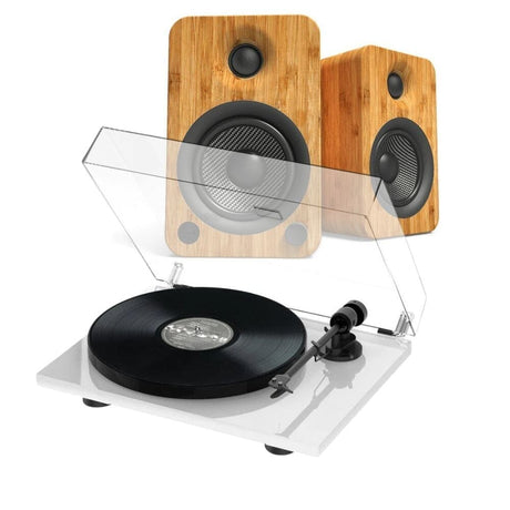 Kanto Audio YU4 & Pro-Ject E1 Turntable & Speaker Bundle Turntable Bundles Pro-Ject Bamboo Standard White