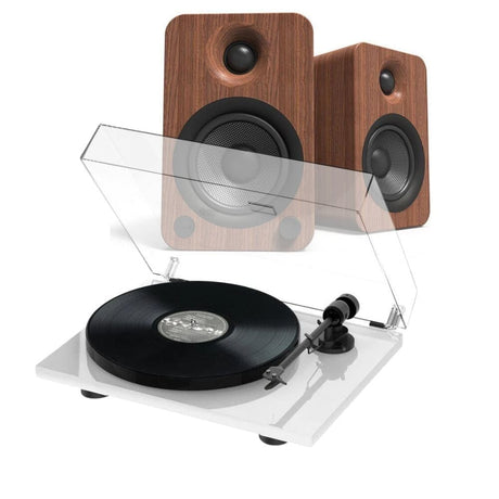 Kanto Audio YU4 & Pro-Ject E1 Turntable & Speaker Bundle Turntable Bundles Pro-Ject Walnut Standard White