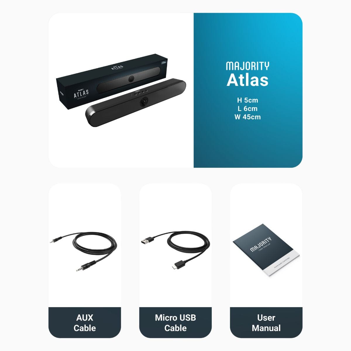 Majority Atlas Bluetooth PC Sound Bar - 20W - Portable Soundbars Majority 