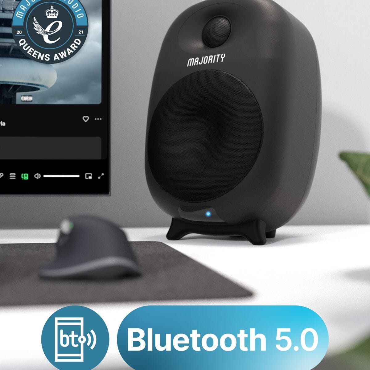 Majority D80 Active Bookshelf Speakers - Bluetooth, HDMI, USB - 80W Active Speakers Majority 