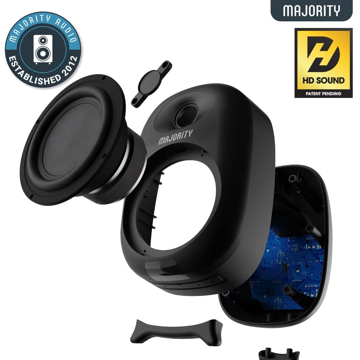 Majority D80 Active Bookshelf Speakers - Bluetooth, HDMI, USB - 80W Active Speakers Majority 
