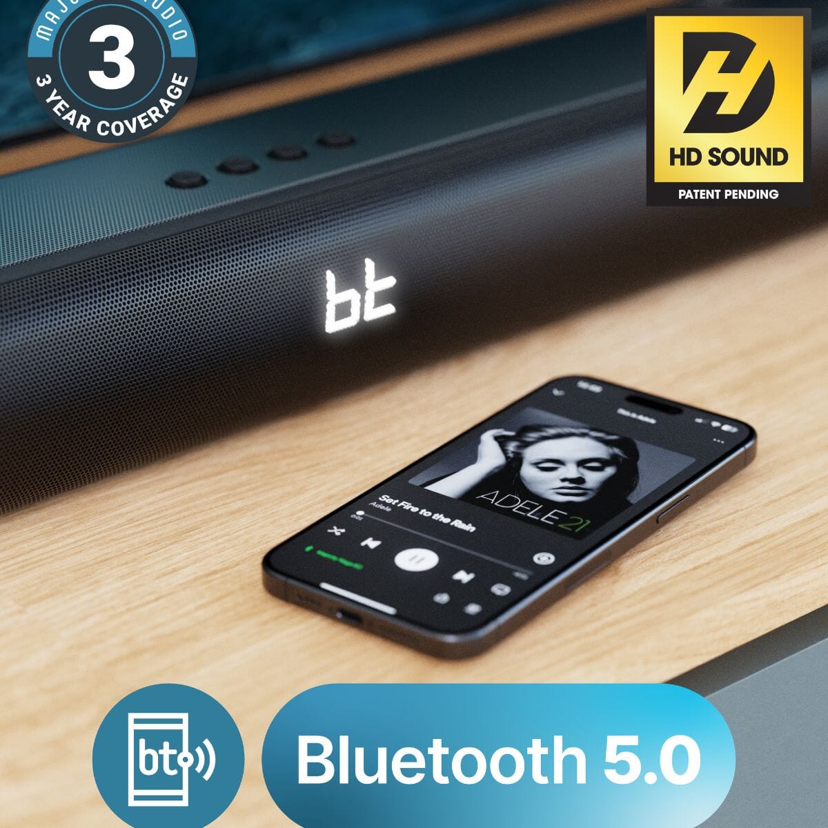 Majority Naga 60 2.1 Soundbar with Built-In Subwoofer - 120W - Bluetooth, HDMI Soundbars Majority 