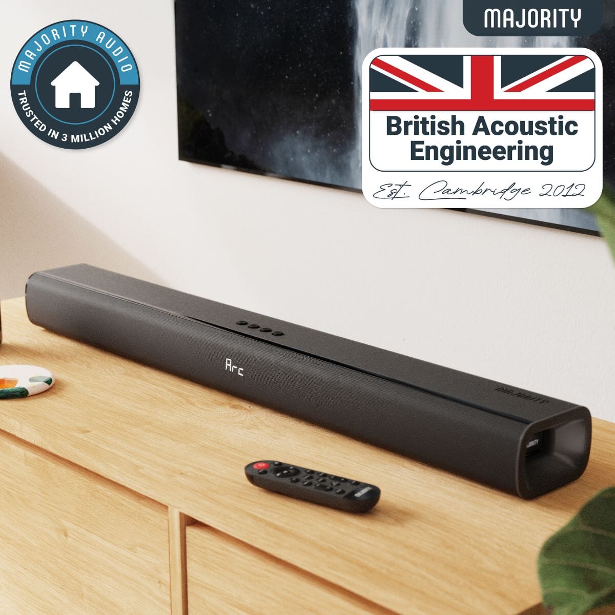 Majority Naga 80 2.1 Soundbar with Built-In Subwoofer - 140W - Bluetooth, HDMI Soundbars Majority 