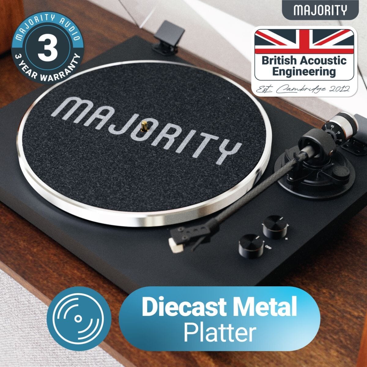 Majority Stylo Bluetooth Turntable - Manual - 2 Speed Turntables Majority 