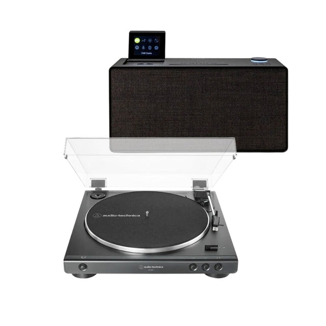 Pure Evoke-Home + Audio-Technica LP60X Turntable with Speakers Turntable Bundles PURE Black STANDARD (LP60X) 