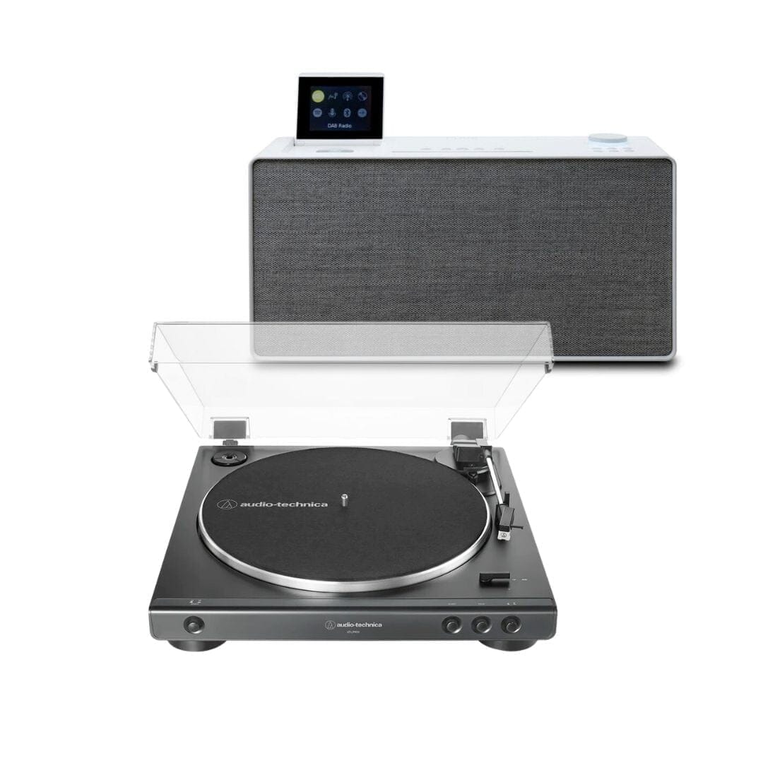 Pure Evoke-Home + Audio-Technica LP60X Turntable with Speakers Turntable Bundles PURE White STANDARD (LP60X) 
